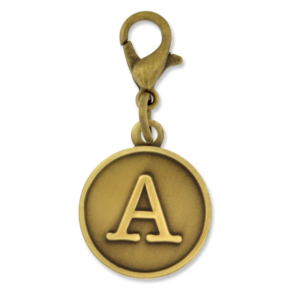 PinMart's Antique Gold and Silver Letter A Alphabet Initial Charm - Picture 4 of 5