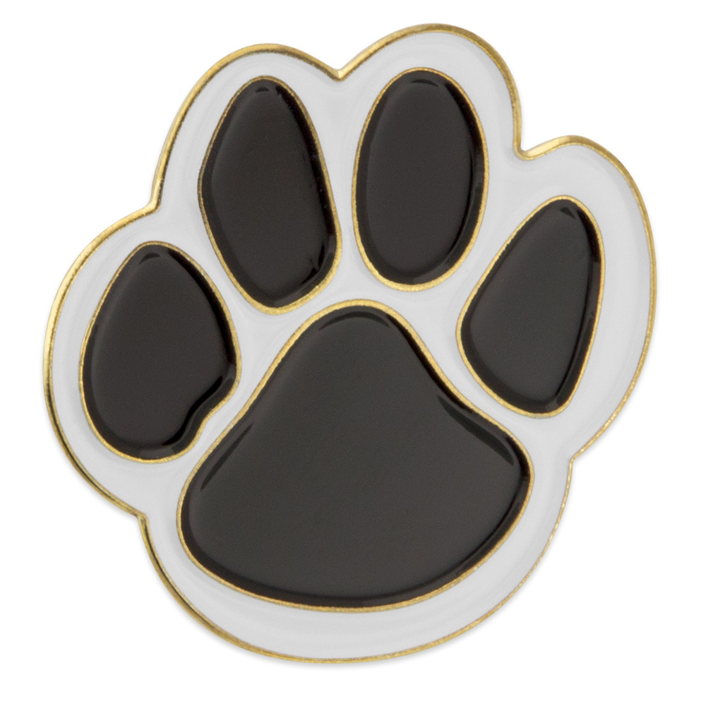 PinMart/'s Orange and White Animal Paw Print School Mascot Enamel Lapel Pin