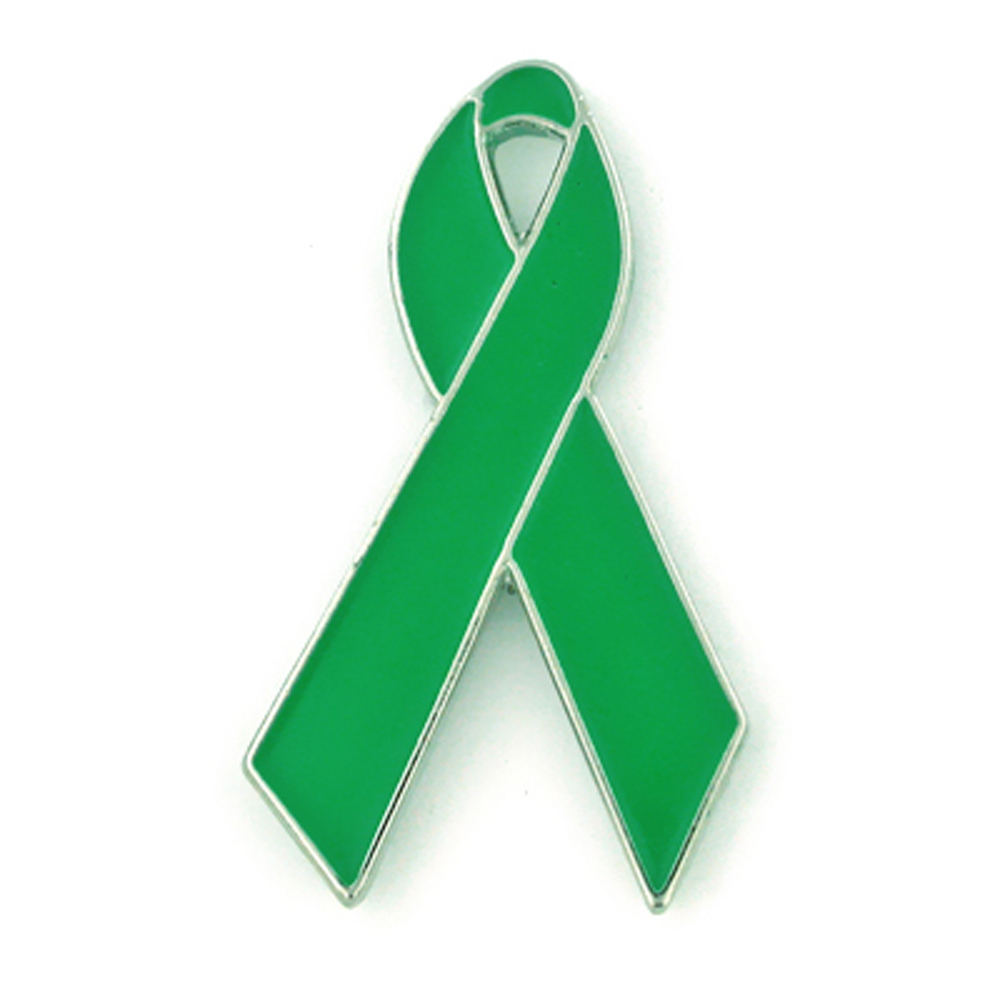 green awareness ribbon lapel pin