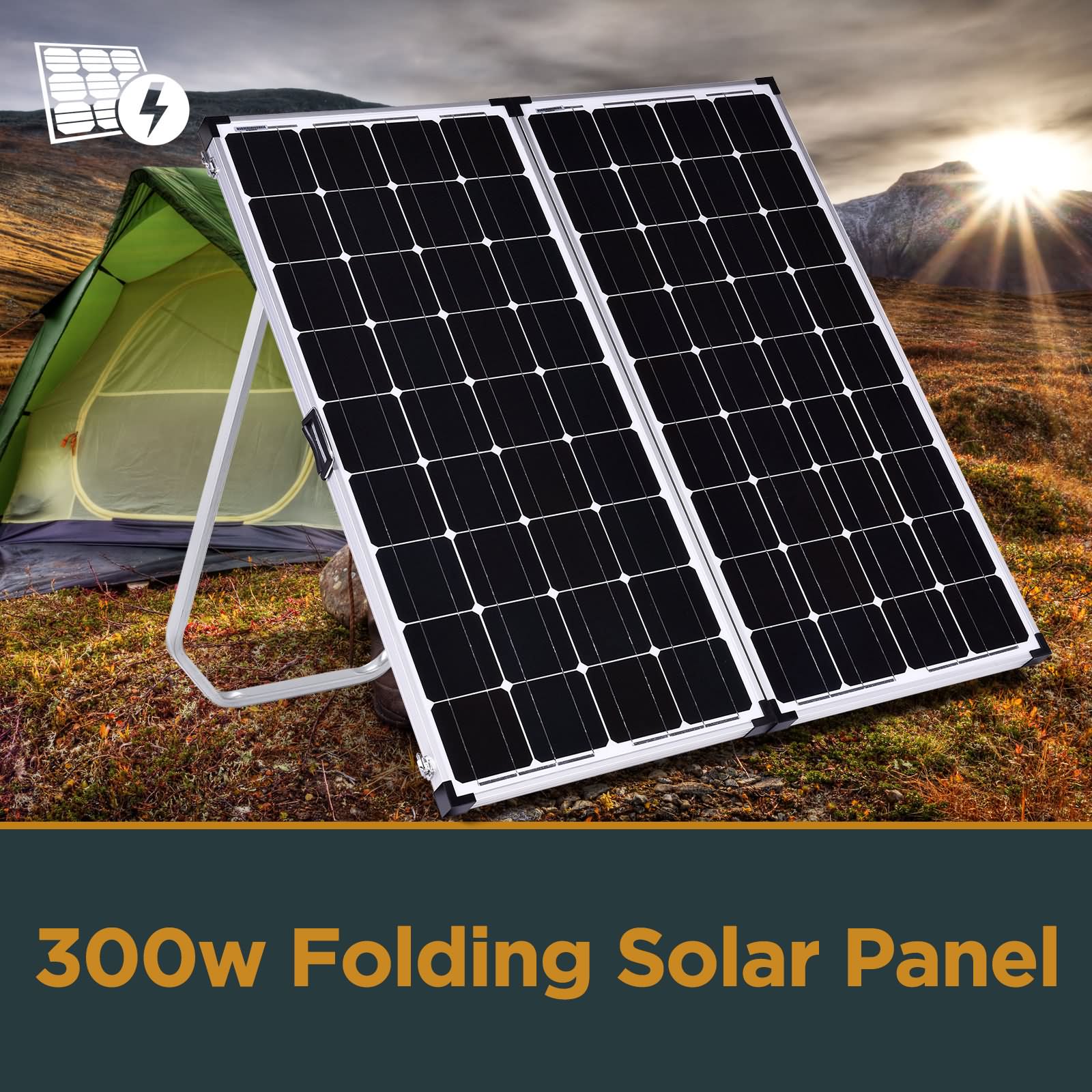 300W Folding Solar Panel 12V Mono Caravan Camping Battery Charge MPPT