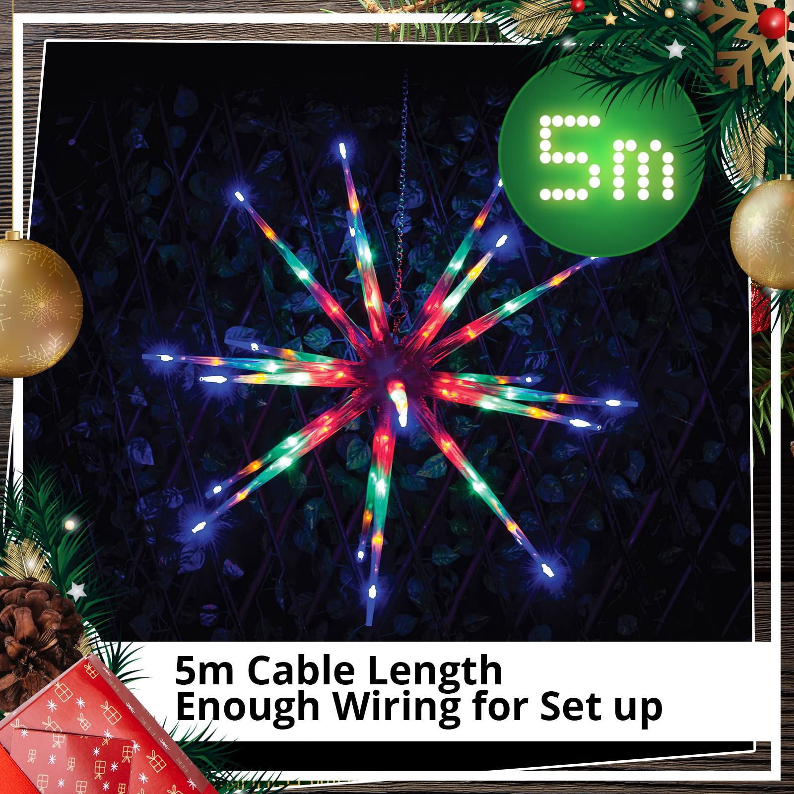 80 LED Christmas Lights Meteor Star Light Multi Colour Flashing Indoor