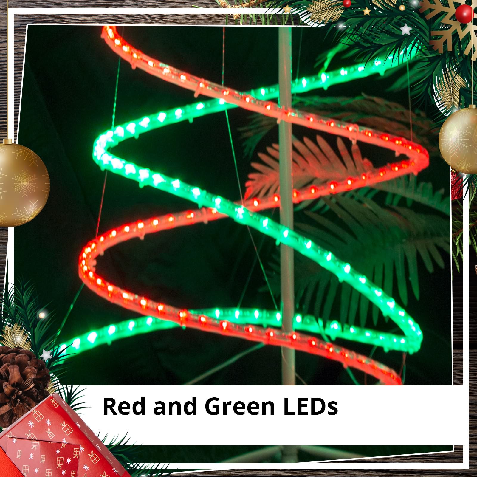 Christmas Lights Spiral Rope Light Tree Twinkle Multi Colour Outdoor 1