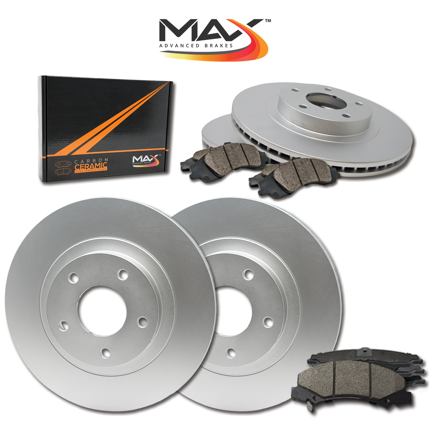 Rear E-Coated OE Rotors w//Ceramic Pads Premium Brake Kit KT191303 Max Brakes Front Fits 2013 Nissan Altima Sedan