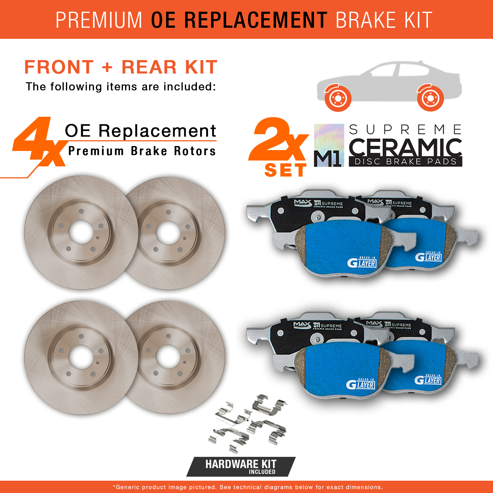 2013 2014 2015 2016 2017 Ram 1500 OE Replacement Rotors M1 Ceramic Pads