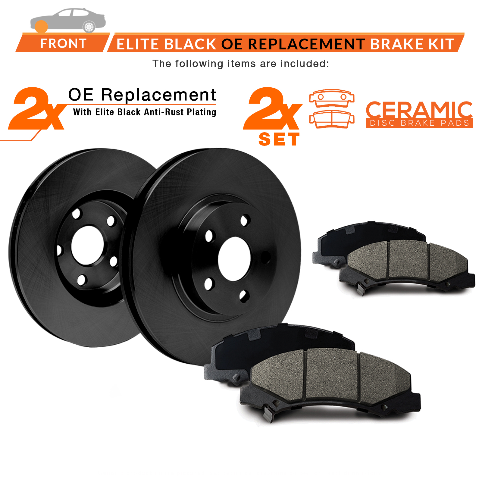 Rotors w//Ceramic Pads OE Brakes |Front 96-02 4Runner 95-98 Tacoma