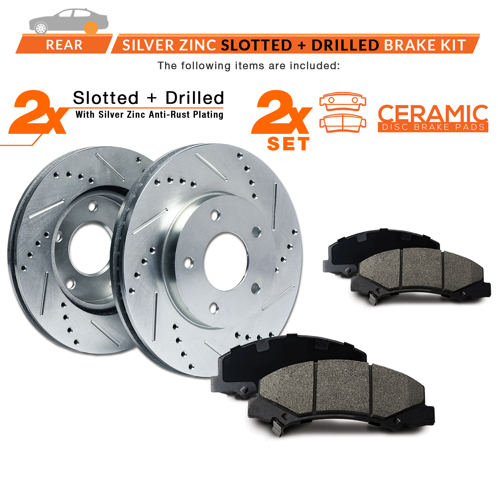 Rear Brake Rotors /& Ceramic Pads for 1999 2000 2001 2002 2003 Acura TL 3.2L