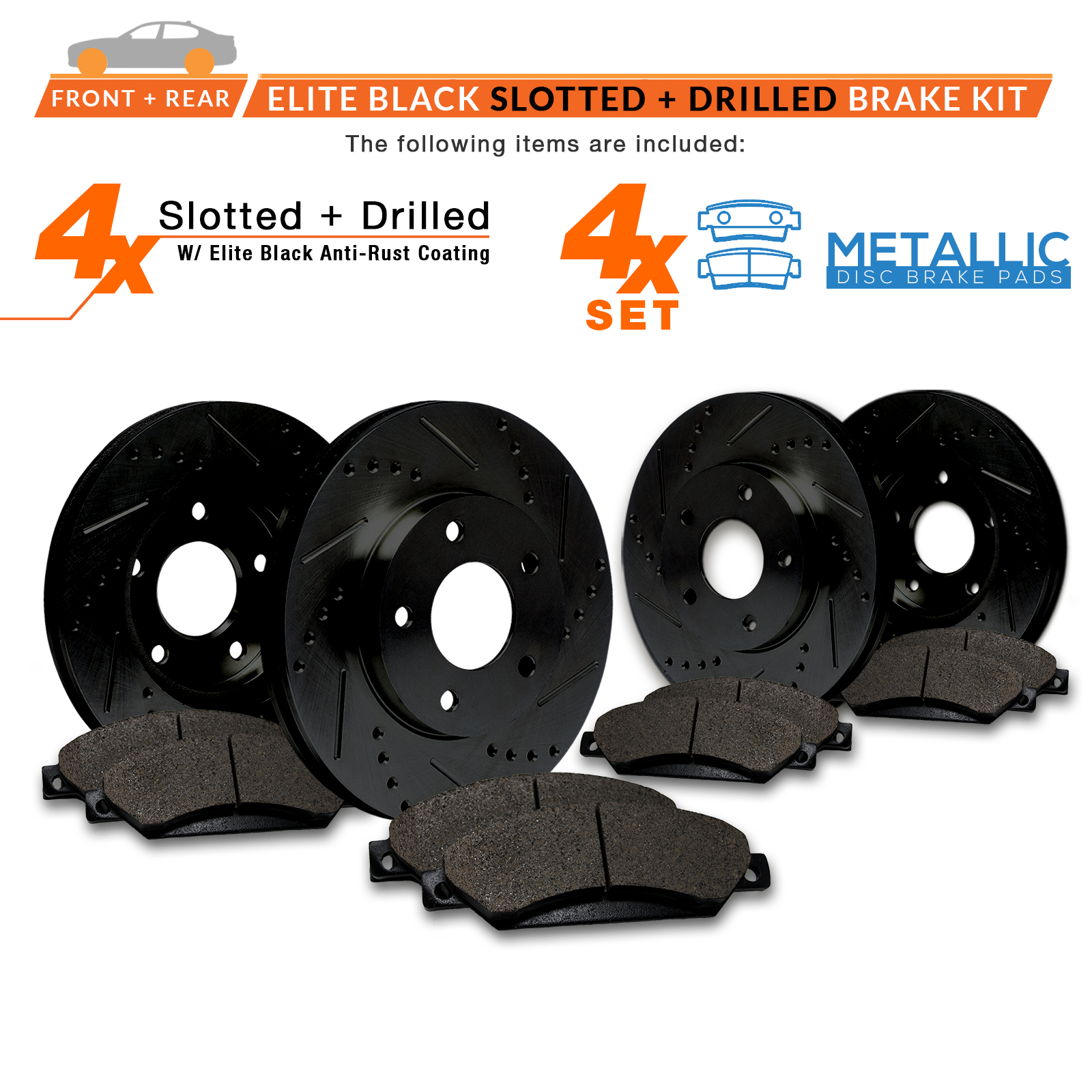 2013 2014 2015 2016 2017 Ram 1500 Black Slot Drill Rotors Metallic Pads