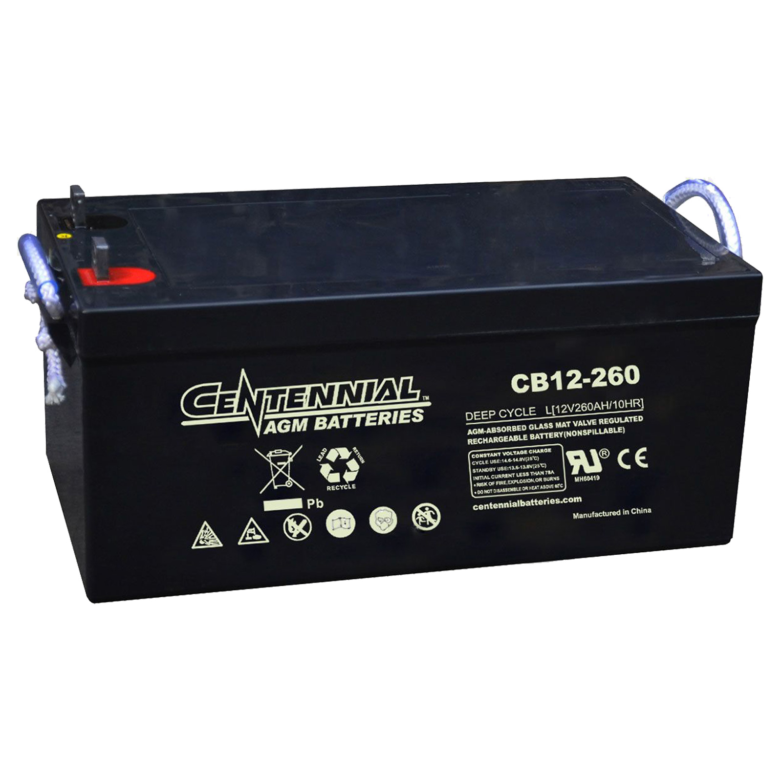 Centennial Battery Group 8D 12V 260Ah AGM Sealed Lead Acid Battery