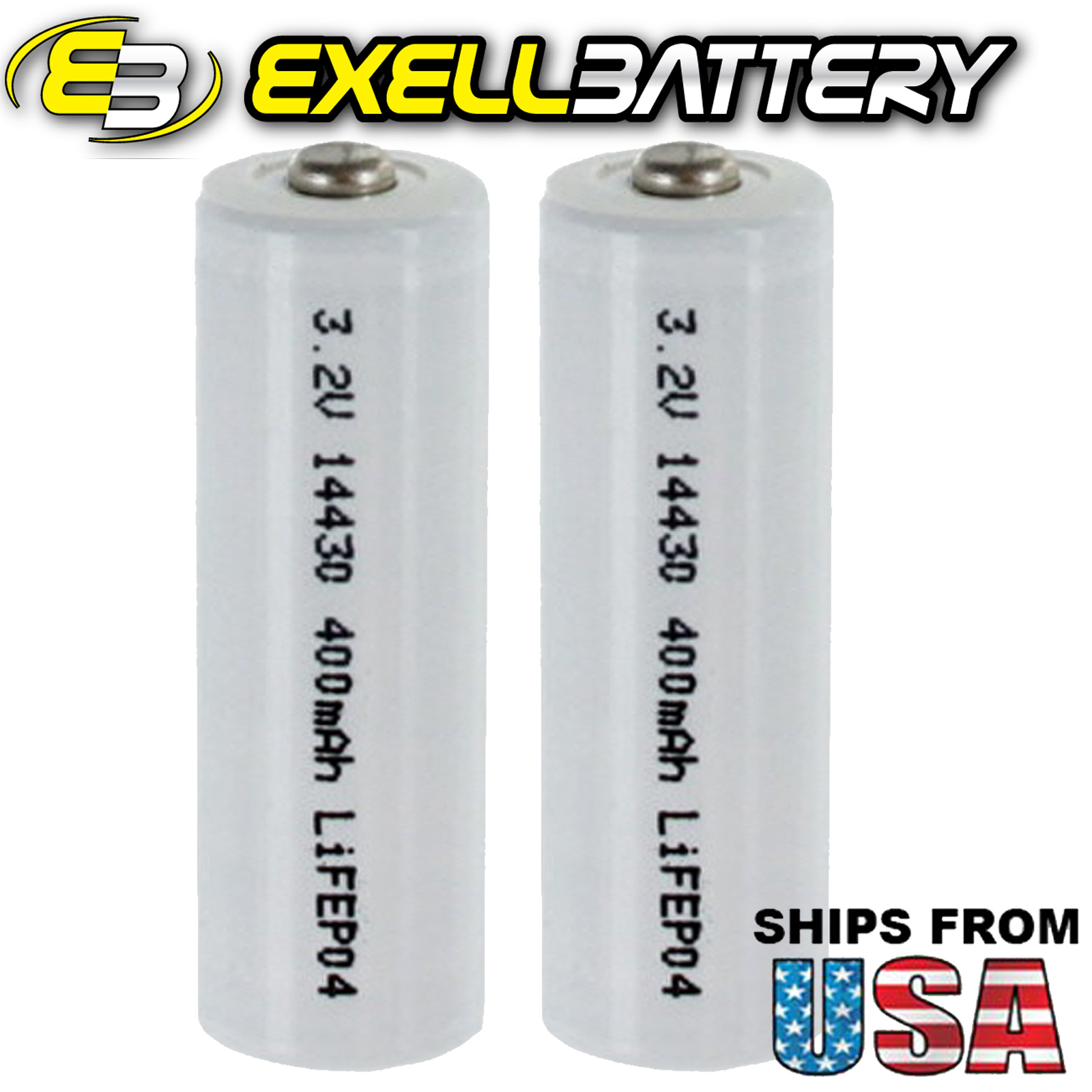 2x 14430 3.2V 400mAh LiFePO4 Rechargeable Battery USA SHIP eBay
