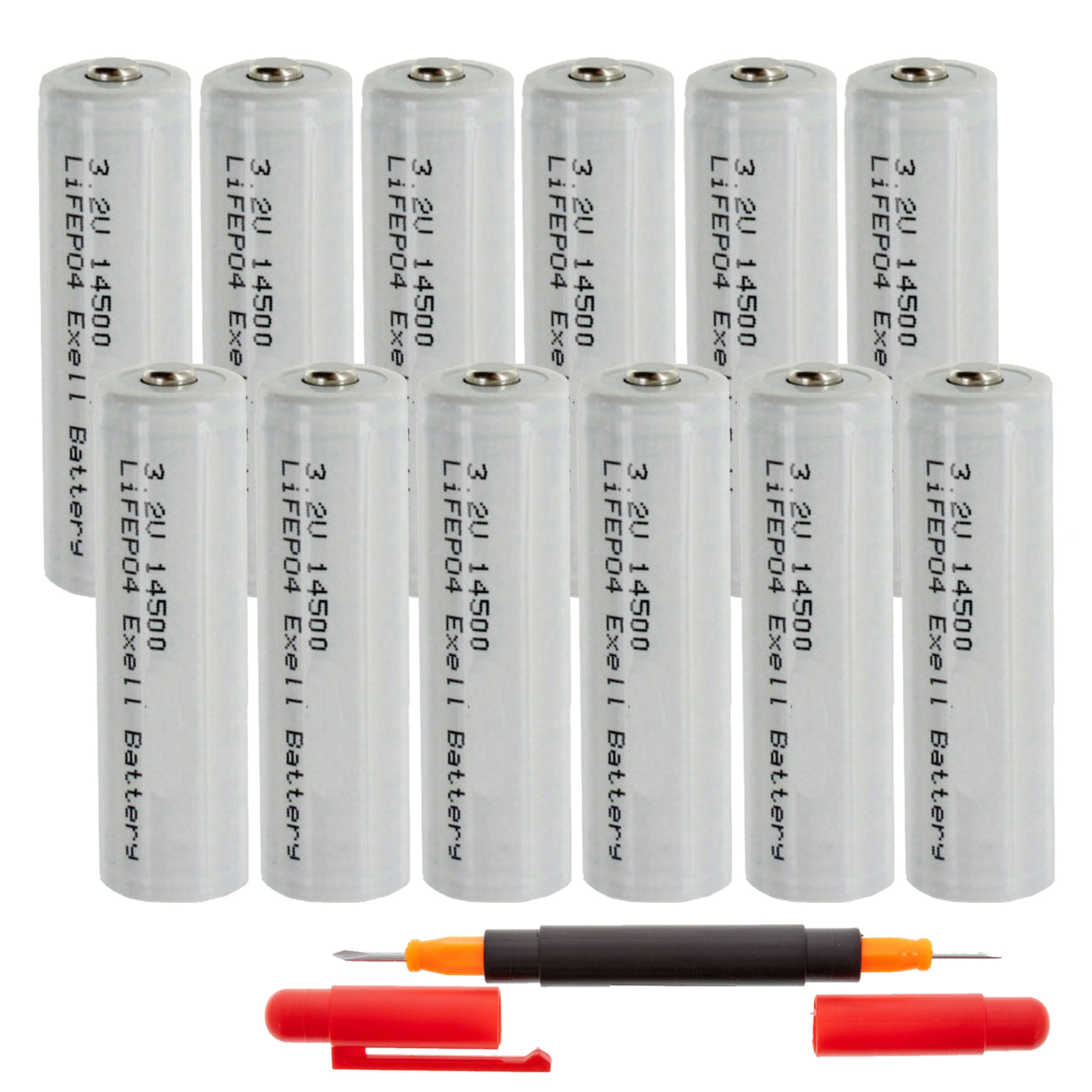 (12PACK) 3.2V 600mAh LiFePO4 14500 (14 x 50mm) AA Rechargeable Solar