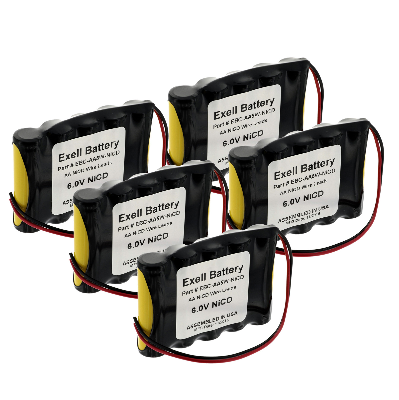 5pc Exell 6V 1000mAh (5xAA) NiCd Custom Battery Pack w/ Wire Leads eBay