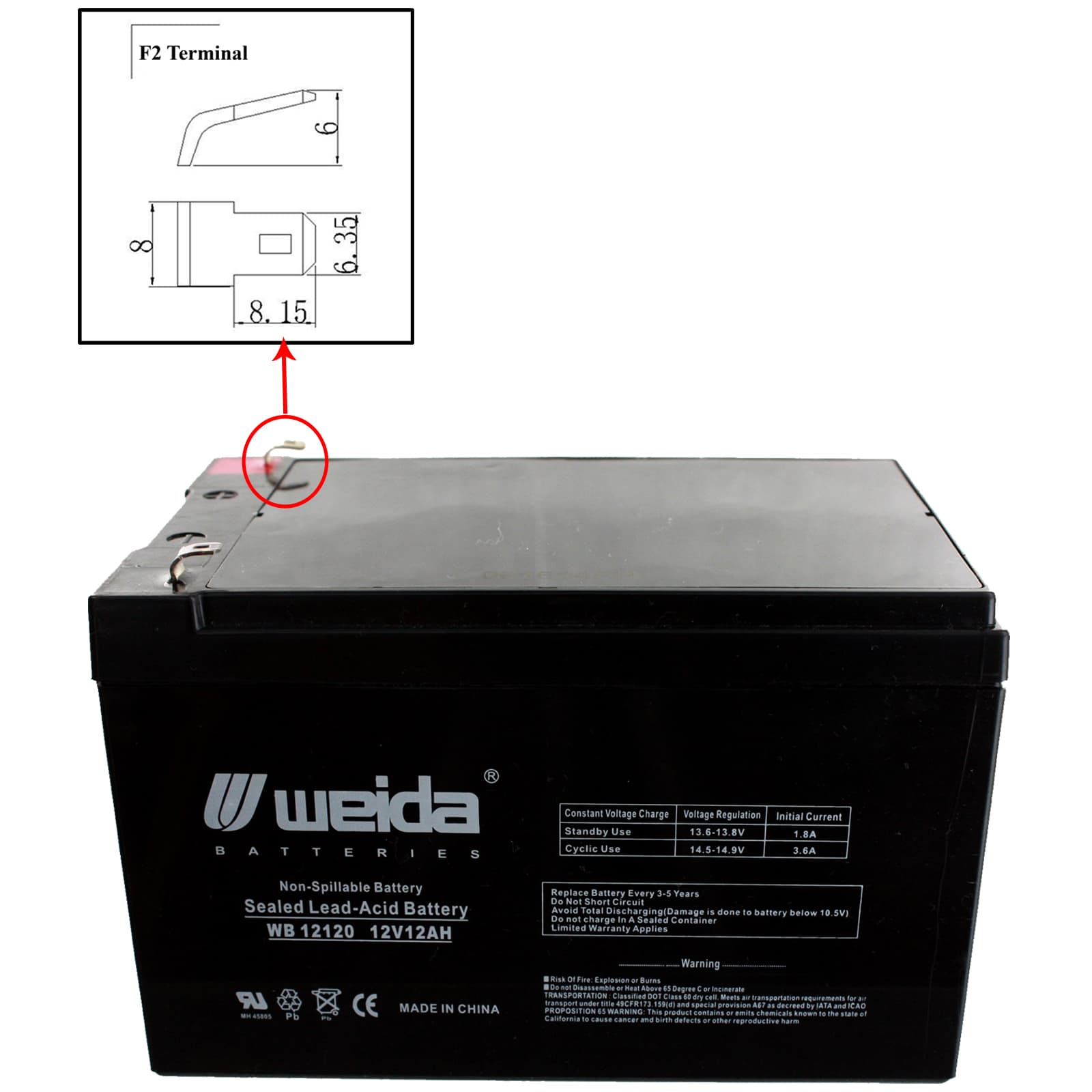 4 Pack Brand Product Mighty Max Battery Data Shield AT5000 12V 12Ah F2 Lead Acid Battery