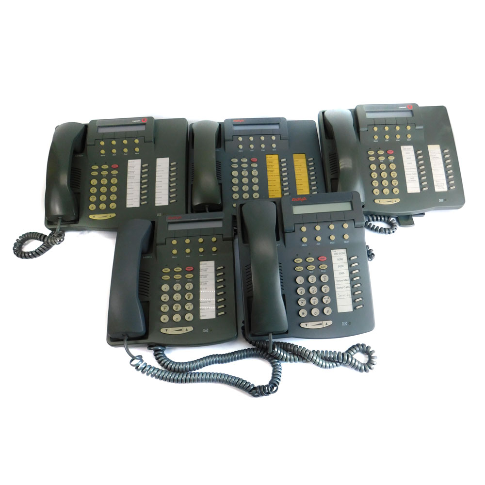(Lot of 3) Lucent 6416D+ and (Lot of 2) Avaya 6408D+ Business Telephones