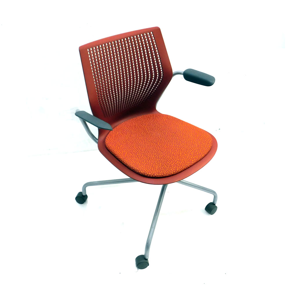 Knoll 2HASXHC MultiGeneration Hybrid Base Red Office Chair Fixed Arms