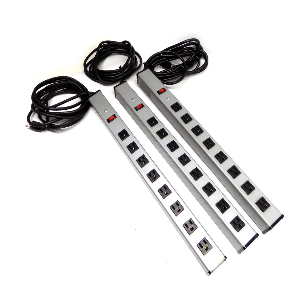 (Lot of 3) Wiremold UL300BD 8Outlet 15 Amp 2 Ft. Long Industrial Power