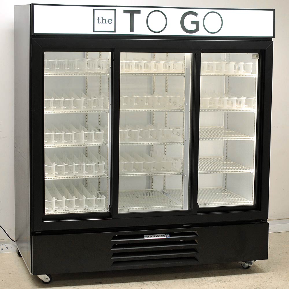 Beverage Air 3 Door Glass Front Merchandiser Refrigerator Black