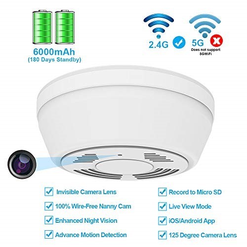 Hidden Camera WiFi Smoke Detector,FUVISION Nanny Cameras and Hidden