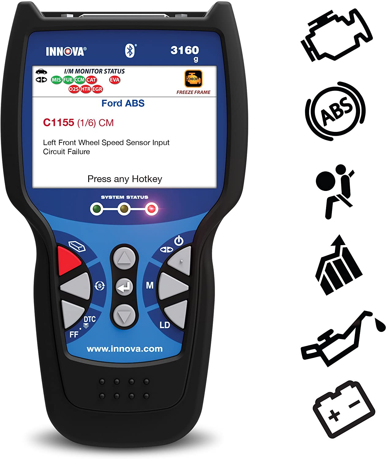 Innova 3160g Pro OBD 2 Scanner Car Code Reader Scan Tool 3.5" Display