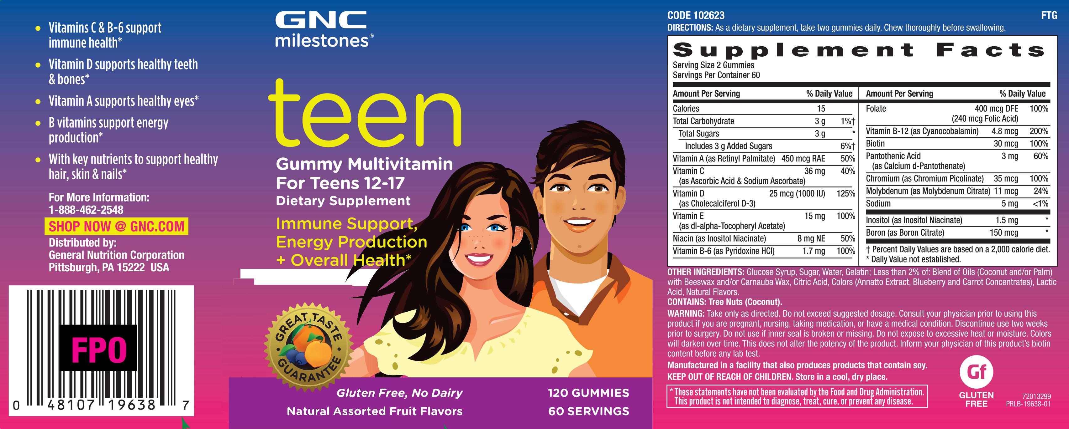 GNC Milestones Teen Gummy Multivitamin 48107196387 eBay