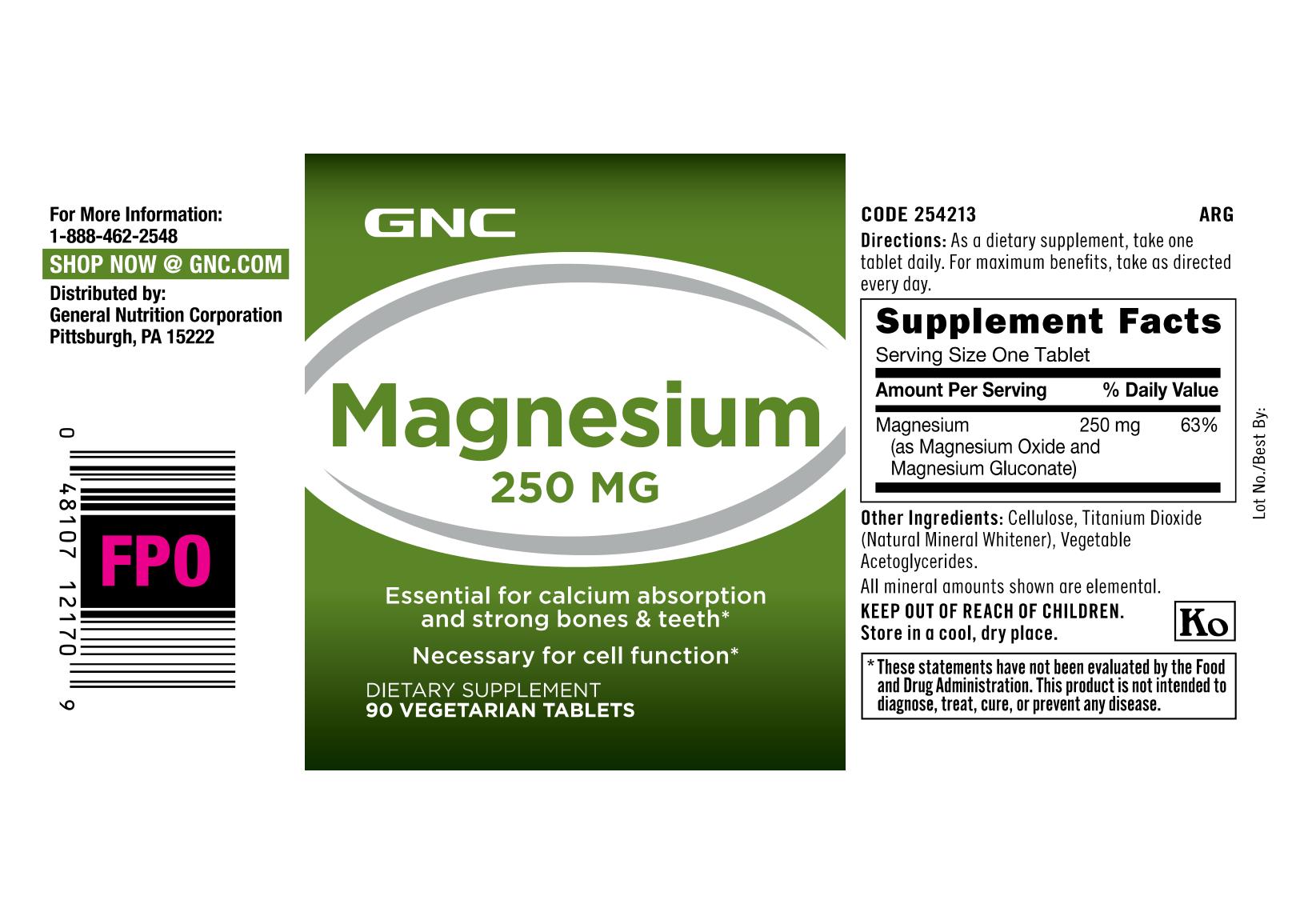 GNC Magnesium 250 MG 48107121709 eBay