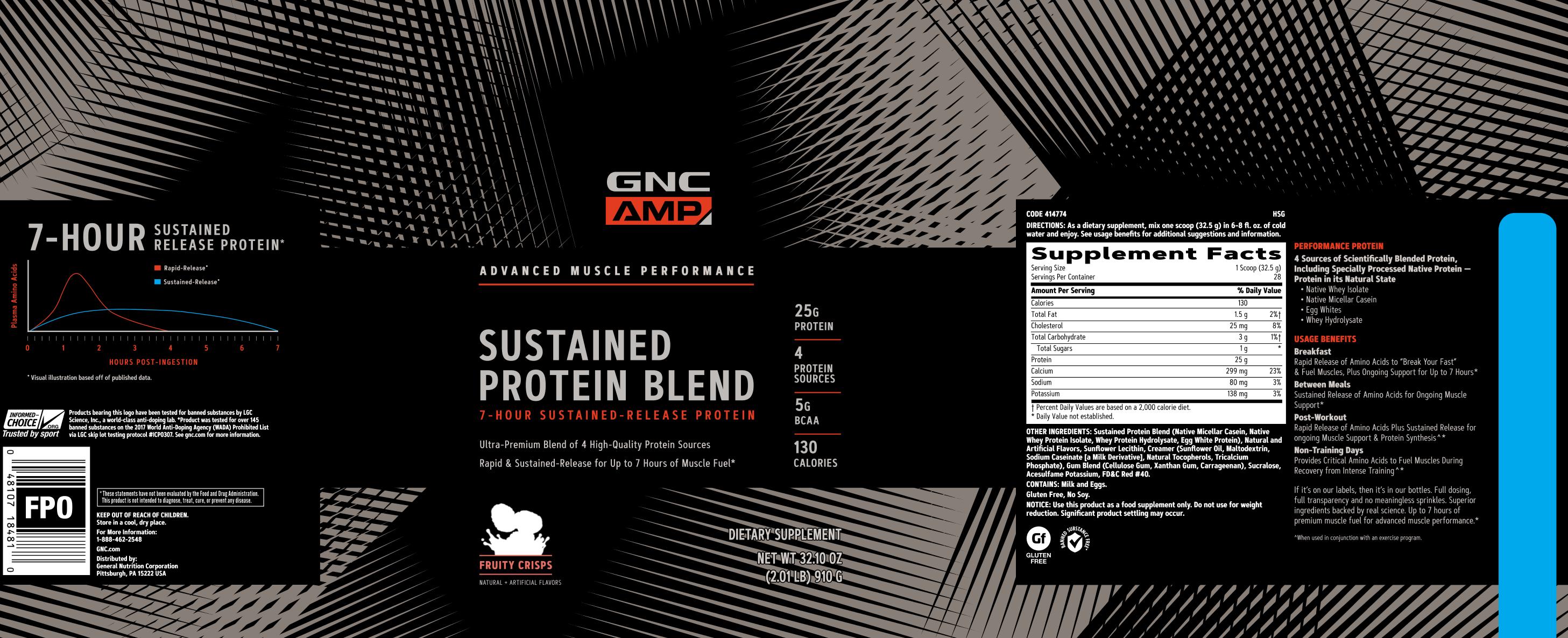 GNC AMP Sustained Protein Blend Fruity Crisps eBay