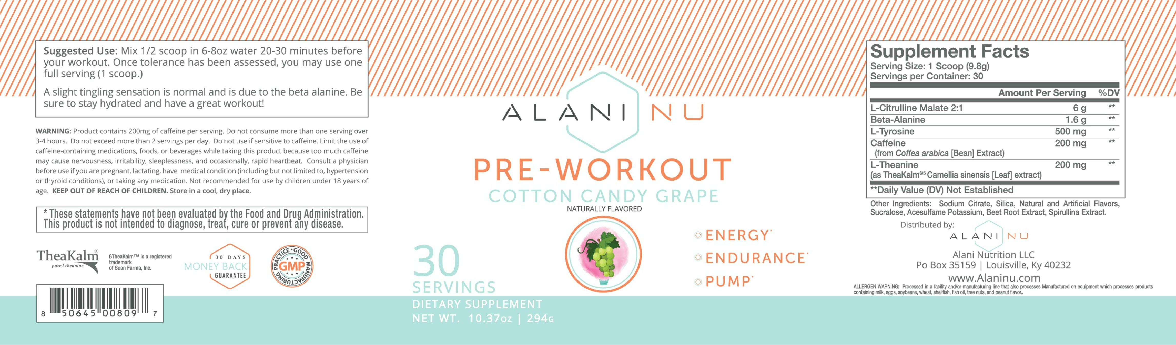 Alani Nu PreWorkout Cotton Candy Grape eBay