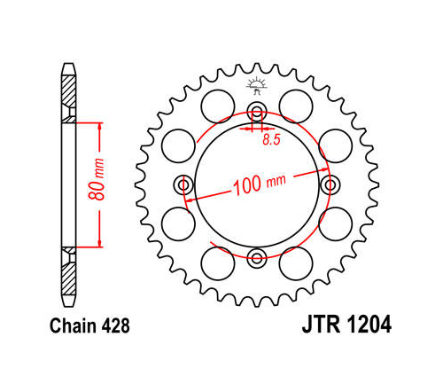JT 50 Tooth Steel Rear Sprocket 428 Pitch JTR1204.50 for Honda XR100R 1985-2003 JT 50 Tooth Steel Rear Sprocket 428 Pitch JTR1204.50 for Honda XR100R 1985-2003