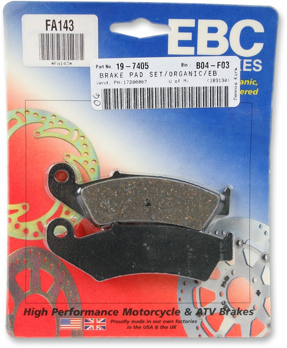 Details about / EBC Organic Front Brake Pads For Honda 1996 RVF750 RR-RS RC45