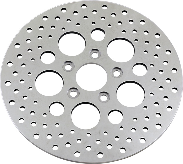 その他 U DS Polished Stainless Drilled Brake Rotor Rear Harley Davidson