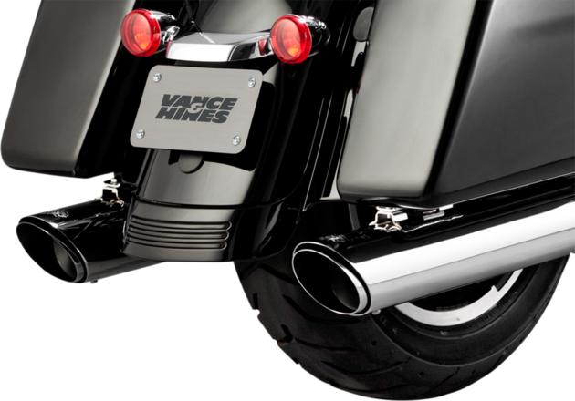 HD Vance & Hines Twin Slash Round Dual Slip-On Mufflers Chrome #16672